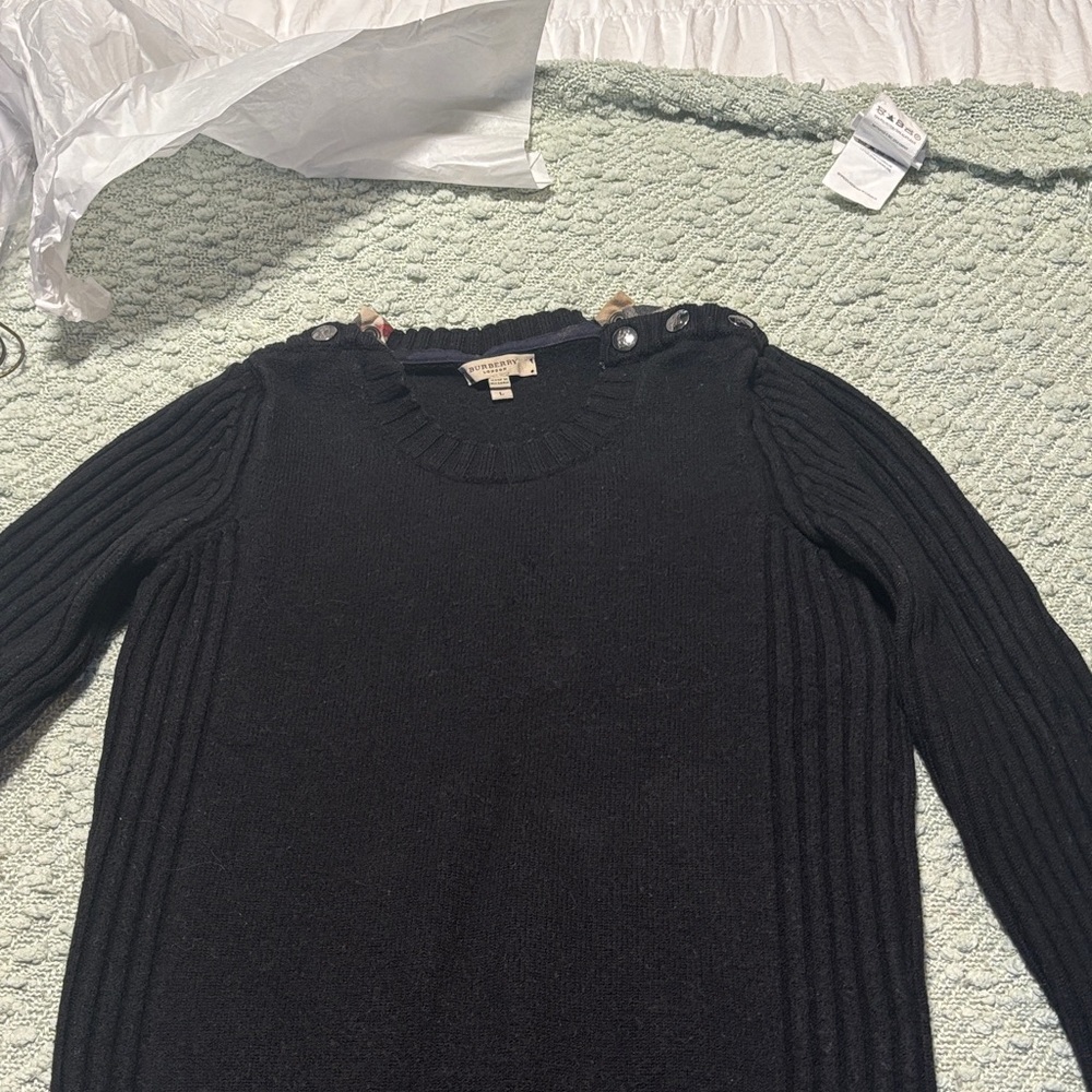 Burberry Women's Dark Gray Sweater with Button Accents - Picture 7 of 9